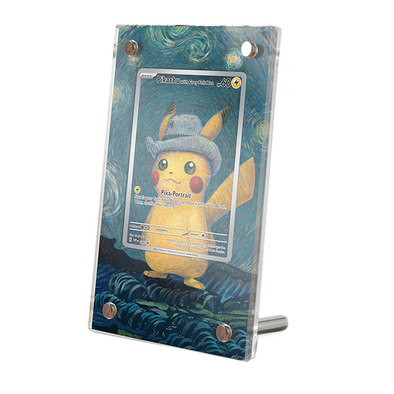 Pikachu With Grey Felt Hat - Extended Artwork Display Case | KamiZone