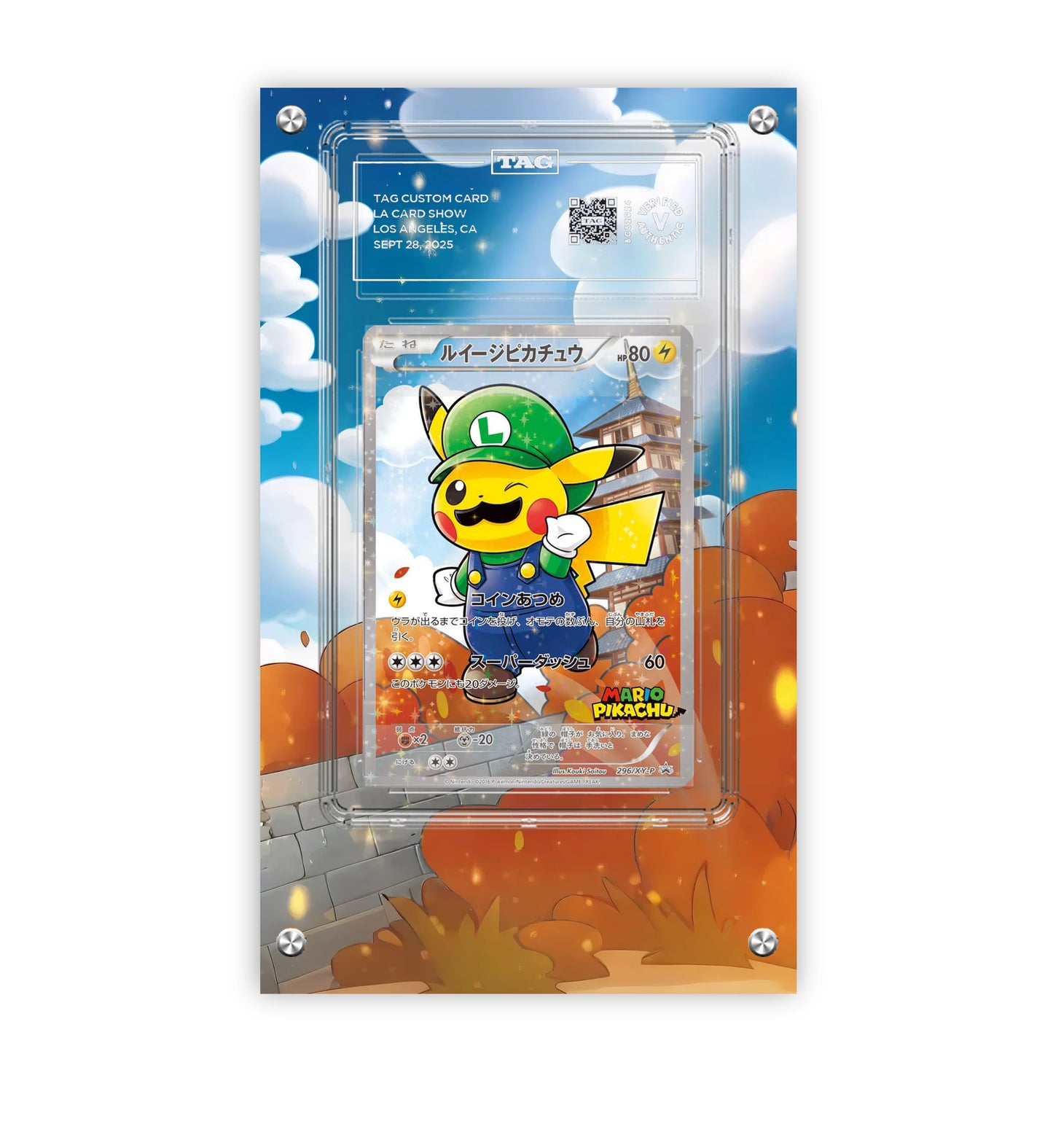 Luigi Pikachu 295/XY-P - Pokémon Extended TAG Artwork Protective Card Display Case