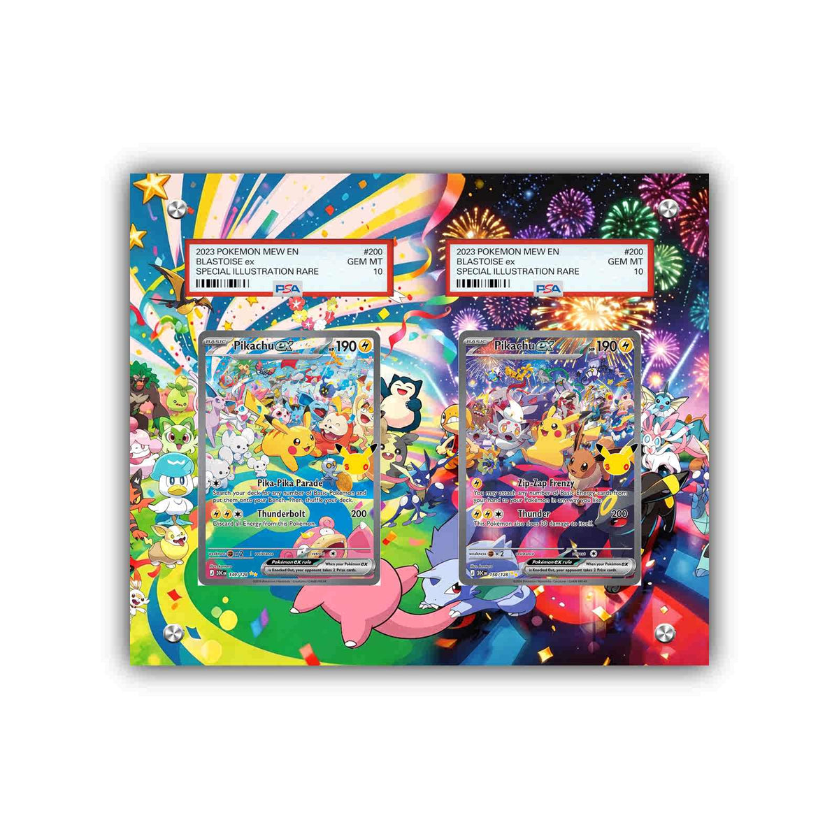 Pikachu ex 30th Celebration DUAL display - Pokémon Extended Artwork Protective Card Display Case