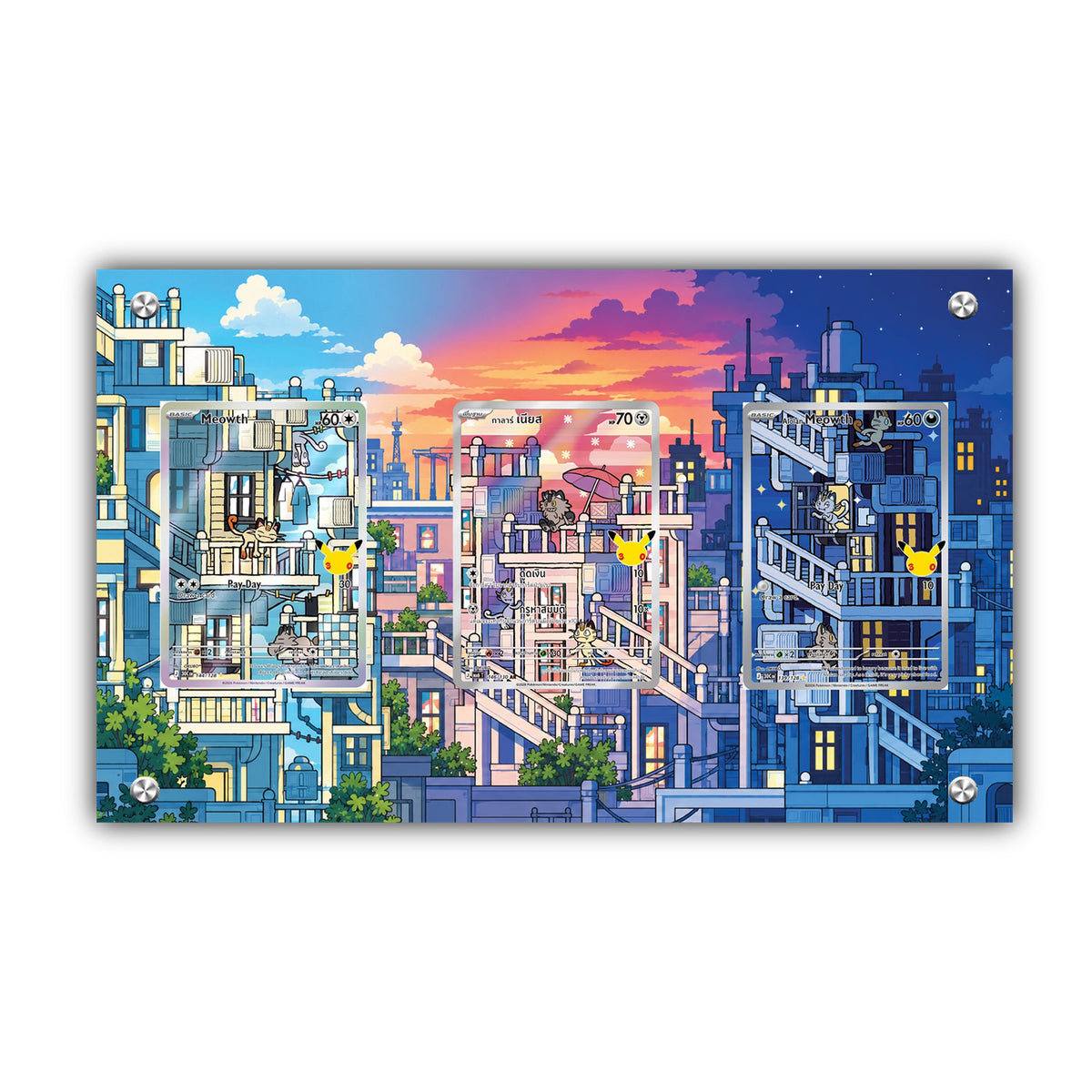 Meowth, Galarian Meowth & Alolan Meowth V2 - Pokémon Extended Artwork Protective Card Display Case