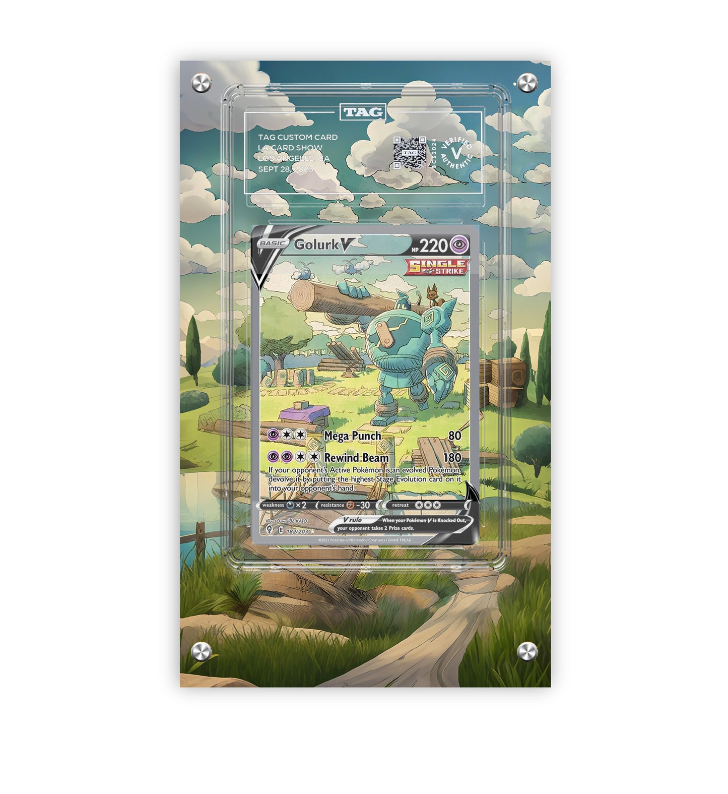 Golurk V 182/203 - Pokémon Extended Artwork Protective Card Display Case Psa/cgc/tag/raw