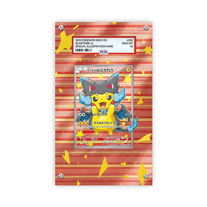 Poncho Pikachu X Blastoise - Pokémon Extended Artwork Protective Card Display Case Psa/raw