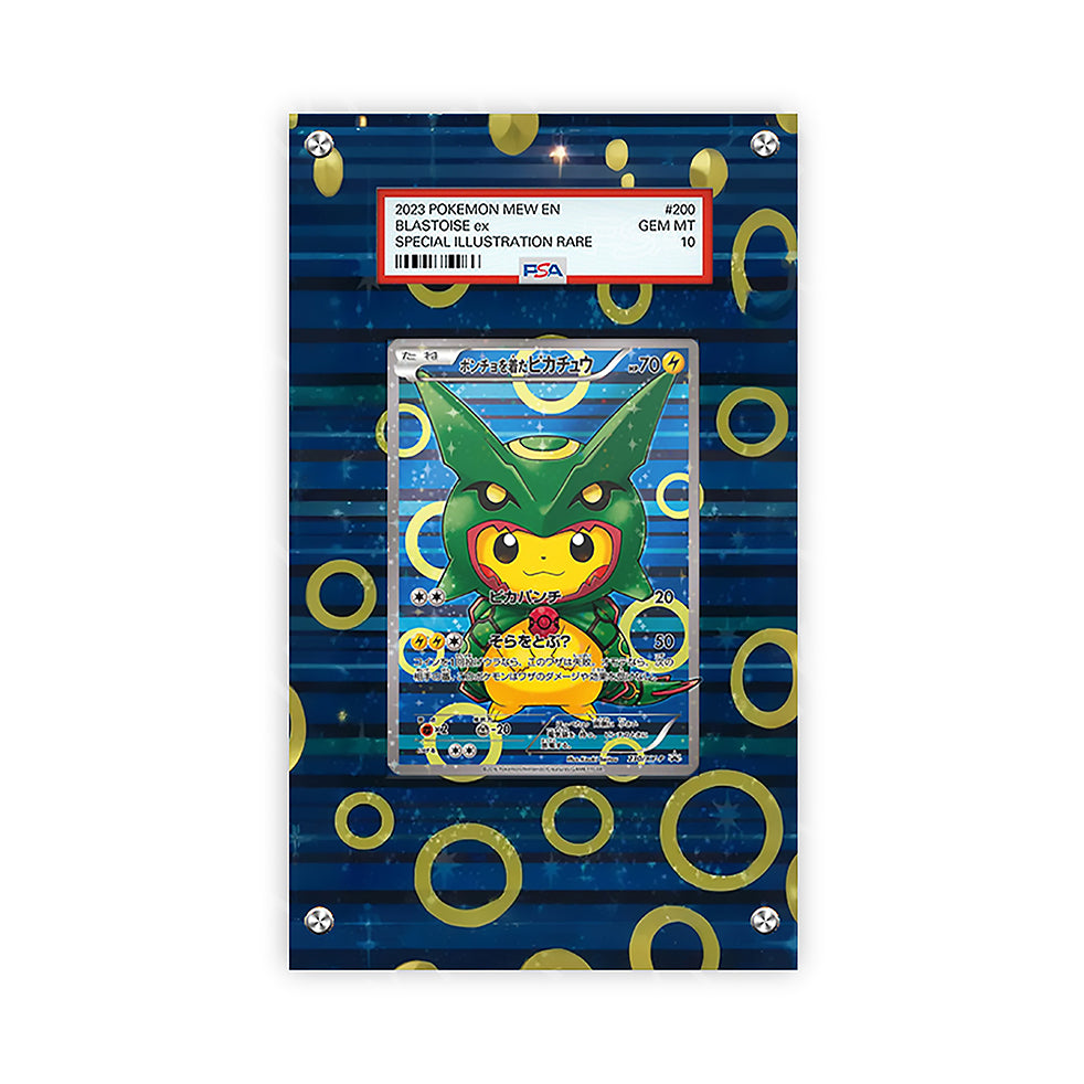 Poncho Pikachu X Rayquaza - Pokémon Extended Artwork Protective Card Display Case Psa/raw
