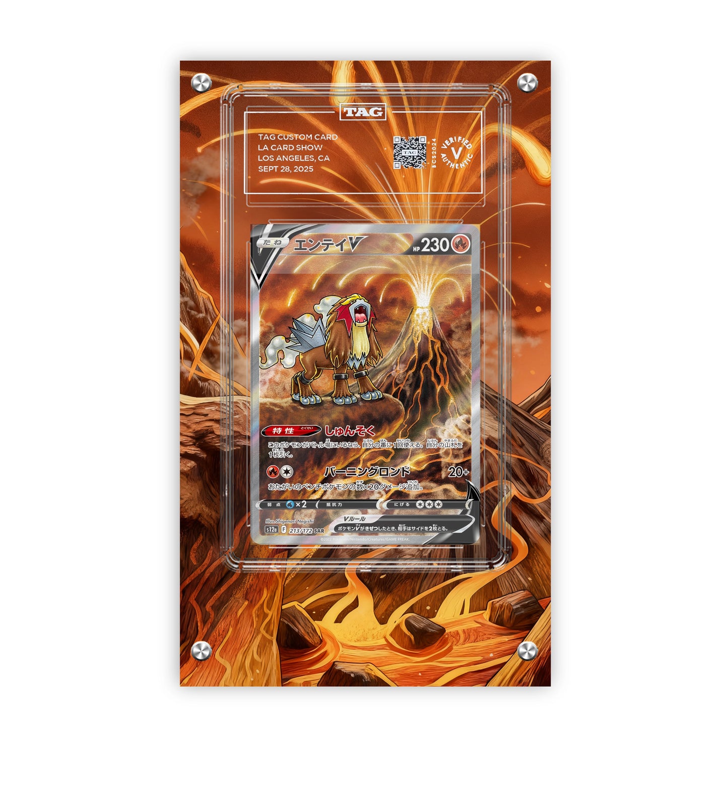 Entei V GG36/GG70 - Pokémon Extended TAG Artwork Protective Card Display Case