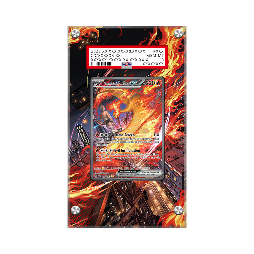 Team Rocket's Moltres EX - 229/182 - Pokémon Extended Artwork Protective Card Display Case Psa/cgc/raw