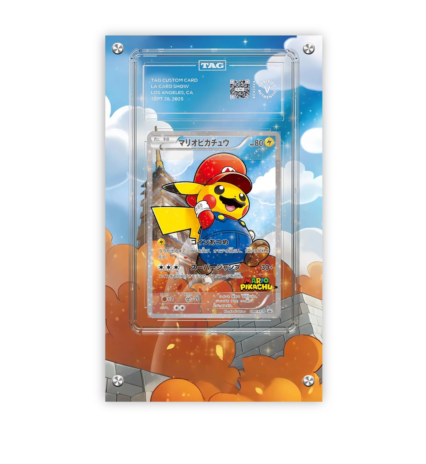 Mario Pikachu 294/XY-P - Pokémon Extended TAG Artwork Protective Card Display Case