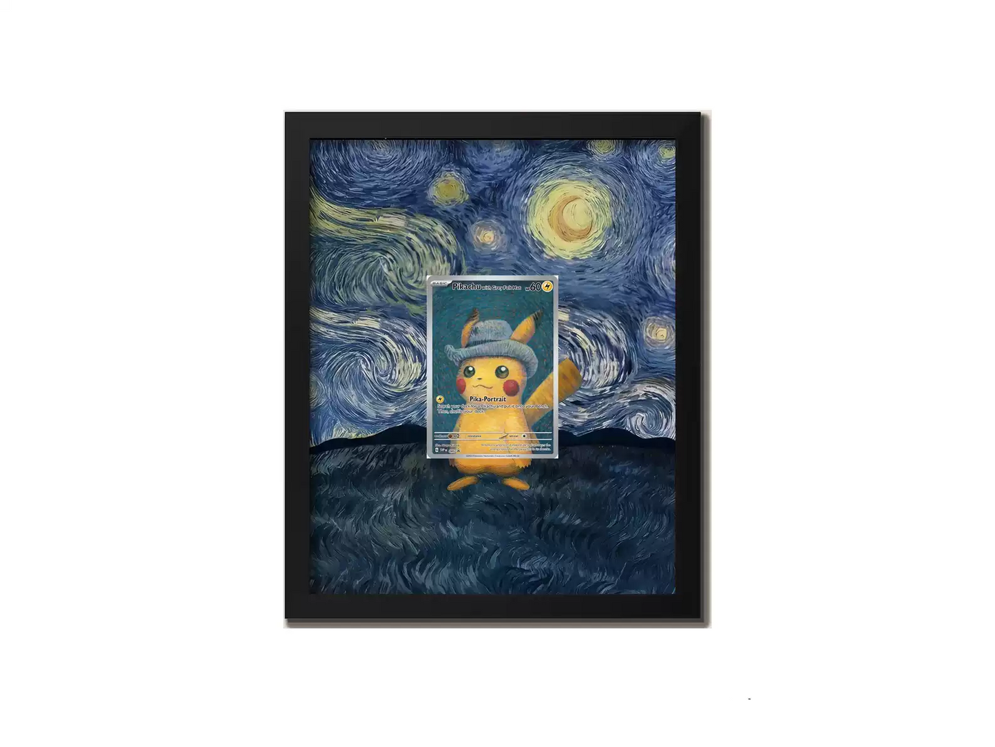 Pikachu With Grey Felt Hat - Extended artwork Metal Frame